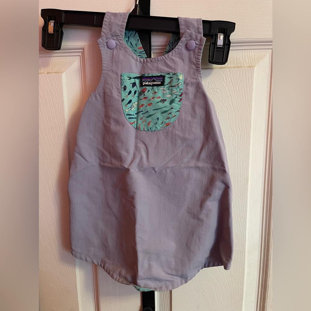 Toddler girls Patagonia reversible overall apron dress 12-18M